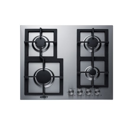 SUMMIT 24" Wide 4-Burner Gas Cooktop In Stainless Steel GCJ4SS